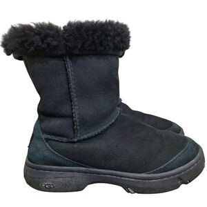 UGG Australia Ultimate Short 5275 Black Suede Sheepskin Slip On Boots Women's W5